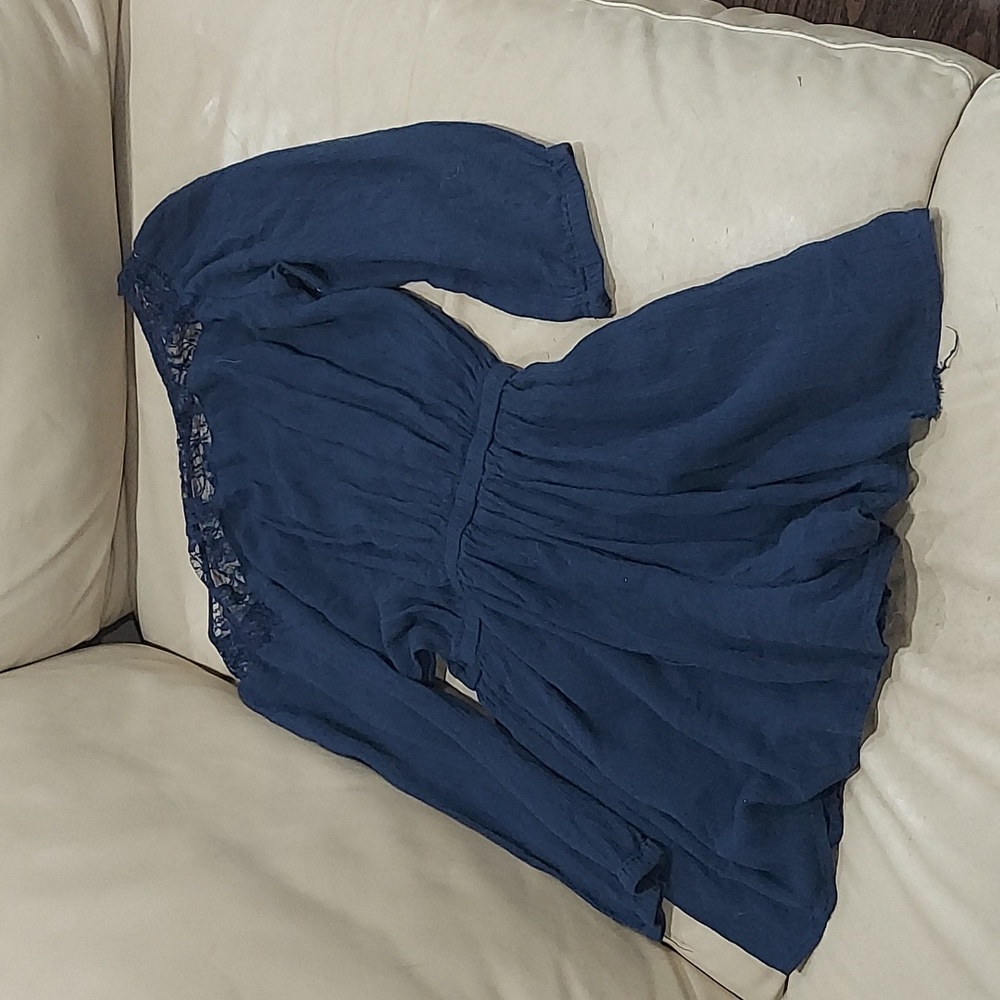 Abercrombie Kids Navy Lace button Accent Romper size M - Picture 6 of 7
